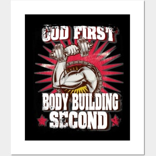 God First Bodybuilding Second Religious Lifting Posters and Art